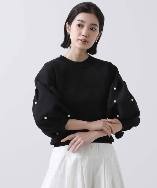 anana(アナナ)の「Eパール付パフSVニット(ニット/セーター・レディース・ブラック/オフホワイト・FREE)」の13枚目の写真