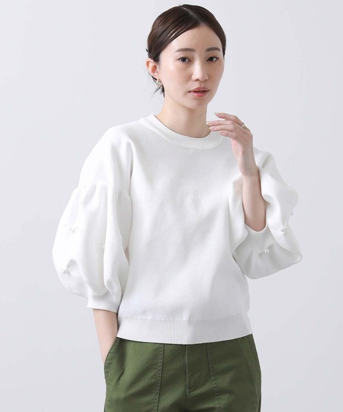anana(アナナ)の「Eパール付パフSVニット(ニット/セーター・レディース・ブラック/オフホワイト・FREE)」の19枚目の写真
