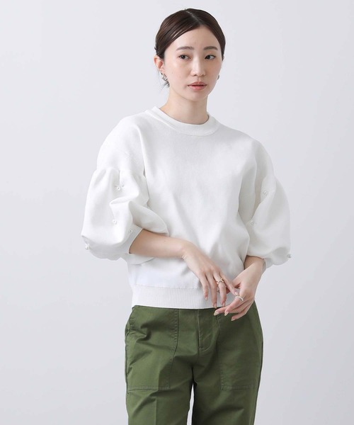 anana(アナナ)の「Eパール付パフSVニット(ニット/セーター・レディース・ブラック/オフホワイト・FREE)」の22枚目の写真