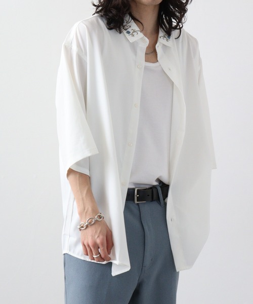 FUNALIVE（ファンアライブ）の「襟刺繍半袖シャツ（シャツ/ブラウス・メンズ・ブラック/ホワイト・M/L）」の22枚目の写真