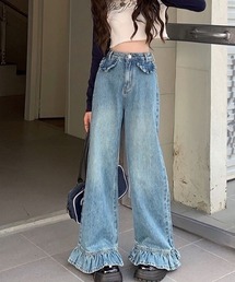 SHEENA（シーナ）の「裾フリルデニムパンツ（デニムパンツ）」