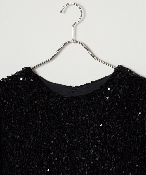 Chick（チック）の「スパンコールショート丈リボントップス（Tシャツ/カットソー・レディース・ブラック・S/M）」の7枚目の写真