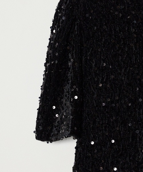 Chick（チック）の「スパンコールショート丈リボントップス（Tシャツ/カットソー・レディース・ブラック・S/M）」の6枚目の写真