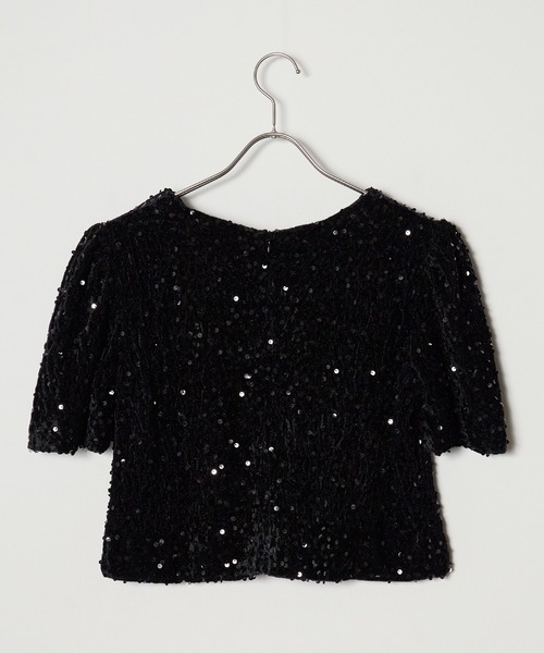 Chick（チック）の「スパンコールショート丈リボントップス（Tシャツ/カットソー・レディース・ブラック・S/M）」の8枚目の写真