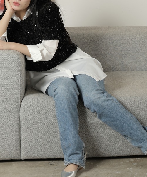 Chick（チック）の「スパンコールショート丈リボントップス（Tシャツ/カットソー・レディース・ブラック・S/M）」の14枚目の写真