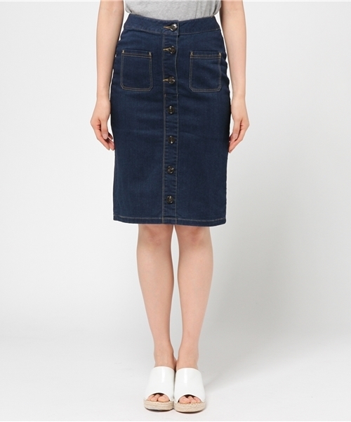 FREE'S MART（フリーズマート）の「ボタンフライタイトスカート（デニムスカート・レディース・ネイビー/ブラック・MEDIUM/SMALL）」の12枚目の写真