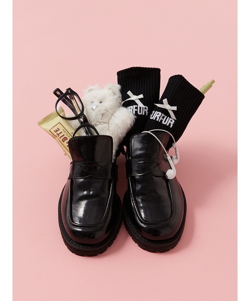 FURFUR（ファーファー）の「リボンロゴソックス（ソックス/靴下・レディース・ブラック/ホワイト/ブラウン/ネイビー・FREE）」の3枚目の写真