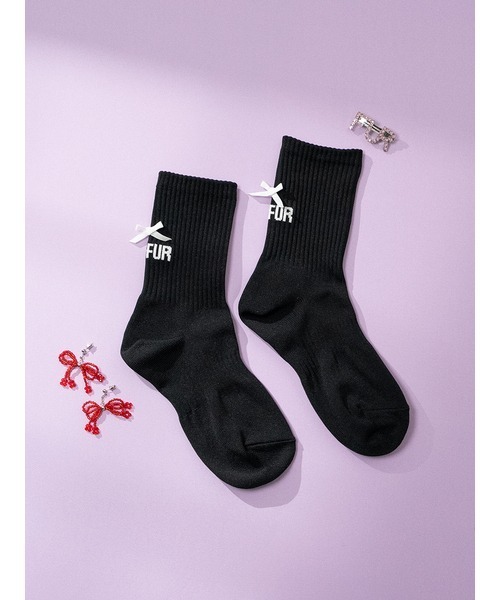 FURFUR（ファーファー）の「リボンロゴソックス（ソックス/靴下・レディース・ブラック/ホワイト/ブラウン/ネイビー・FREE）」の6枚目の写真