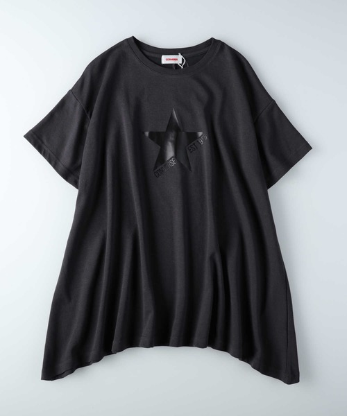 CONVERSE(コンバース)の「【CONVERSE】フレアTシャツ(Tシャツ/カットソー・レディース・ブラック/ホワイト・M/L/XL)」の2枚目の写真