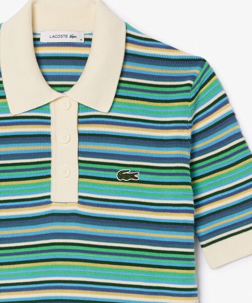 LACOSTE（ラコステ）の「クロップド丈 マルチカラーボーダーニット 