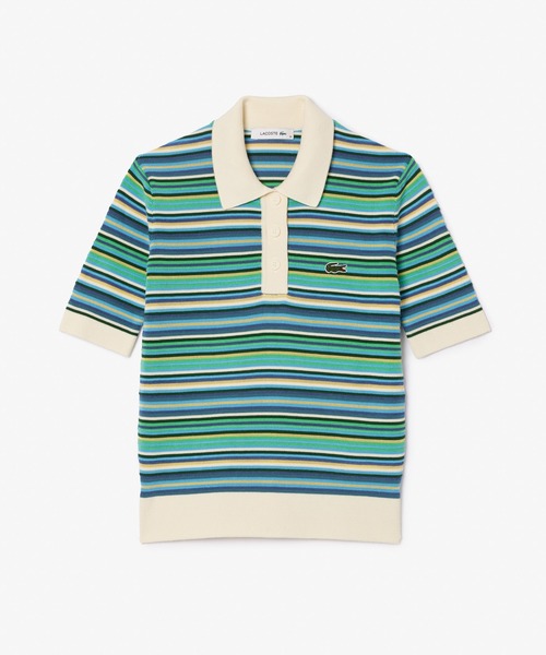LACOSTE（ラコステ）の「クロップド丈 マルチカラーボーダーニット  