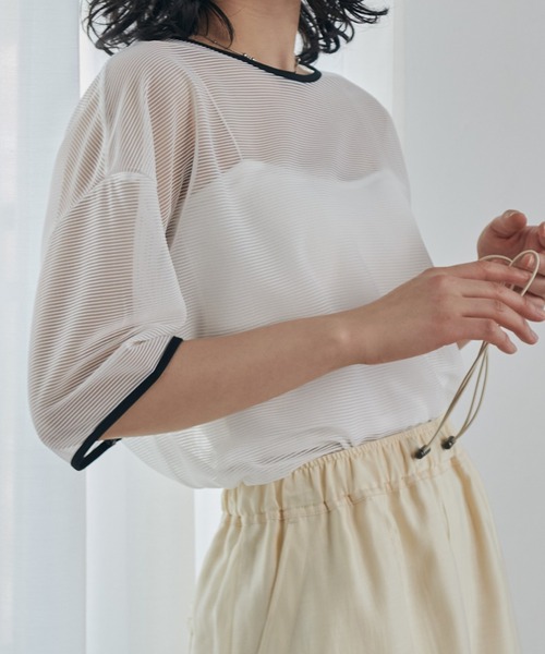 ◆美品 アパルトモン ボーダー シアー Tシャツ Border Sheer 白 セール】シアーボーダーリンガーT（Tシャツ/カットソー）｜RANAN