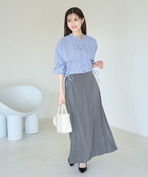 ROPE' PICNIC（ロペピクニック）の「サテンスカート（スカート・レディース・チャコールグレー/キナリ/サックスブルー・38/40）」の19枚目の写真