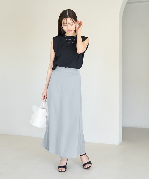 ROPE' PICNIC（ロペピクニック）の「サテンスカート（スカート・レディース・チャコールグレー/キナリ/サックスブルー・38/40）」の15枚目の写真