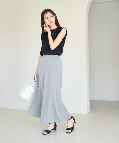 ROPE' PICNIC（ロペピクニック）の「サテンスカート（スカート・レディース・チャコールグレー/キナリ/サックスブルー・38/40）」の16枚目の写真