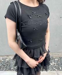 リボン付きリブミニTシャツ