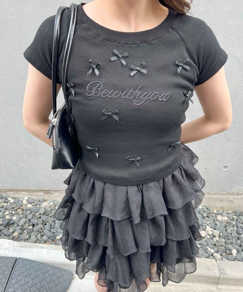 frunco(フランコ)の「リボン付きリブミニTシャツ(Tシャツ/カットソー・レディース・ホワイト/ブラック/ピンク・MEDIUM)」の20枚目の写真