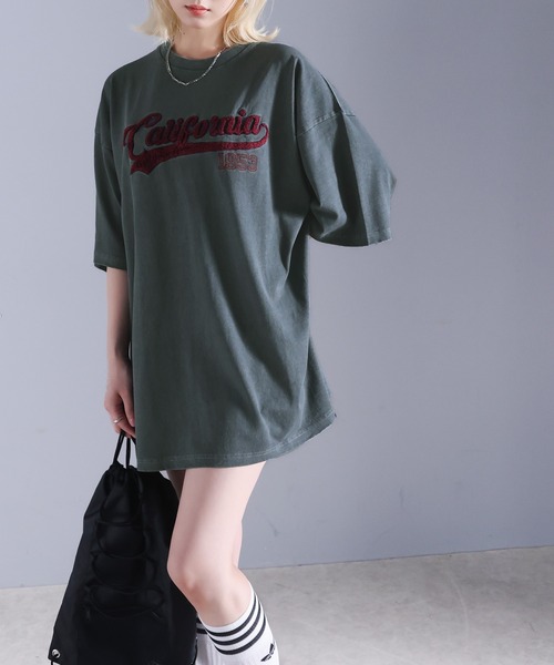 Java（ジャバ）の「《Javaジャバコラボ》ヴィンテージライクなこなれitem。サガラ刺繍ヴィンテージ加工ピグメントTシャツ（Tシャツ/カットソー・レディース・レッド/キャメル/チャコールグレー・SMALL/MEDIUM/LARGE/X-LARGE）」の7枚目の写真