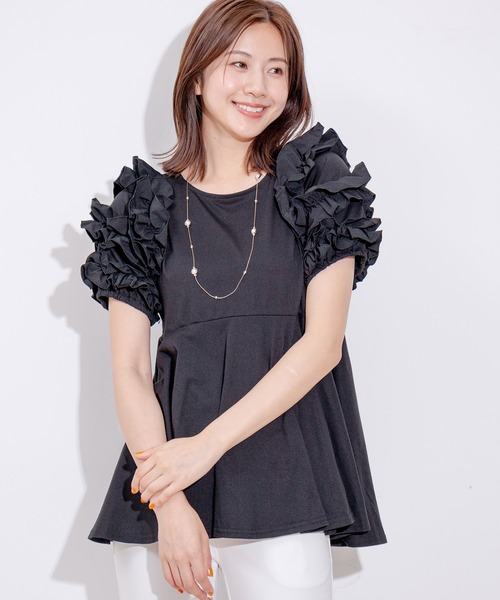 Jayro(ジャイロ)の「袖デコフリルプルオーバー(Tシャツ/カットソー・レディース・ブラック/ホワイト系その他・M)」の9枚目の写真