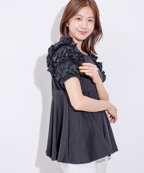 Jayro(ジャイロ)の「袖デコフリルプルオーバー(Tシャツ/カットソー・レディース・ブラック/ホワイト系その他・M)」の6枚目の写真