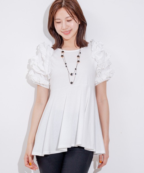 Jayro(ジャイロ)の「袖デコフリルプルオーバー(Tシャツ/カットソー・レディース・ブラック/ホワイト系その他・M)」の10枚目の写真
