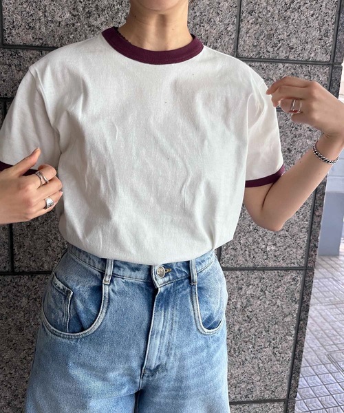 CROSS & STITCH（クロスステッチ）の「CROSS & STITCH / オープンエンド マックスウェイト リンガーTシャツ / OE1121（Tシャツ/カットソー・レディース・インディゴブルー/グリーン/バーガンディー/グレー系その他/グレー/ブラック・MEDIUM/LARGE/X-LARGE/SMALL）」の7枚目の写真