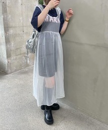 フリルショルダーシアーワンピース
