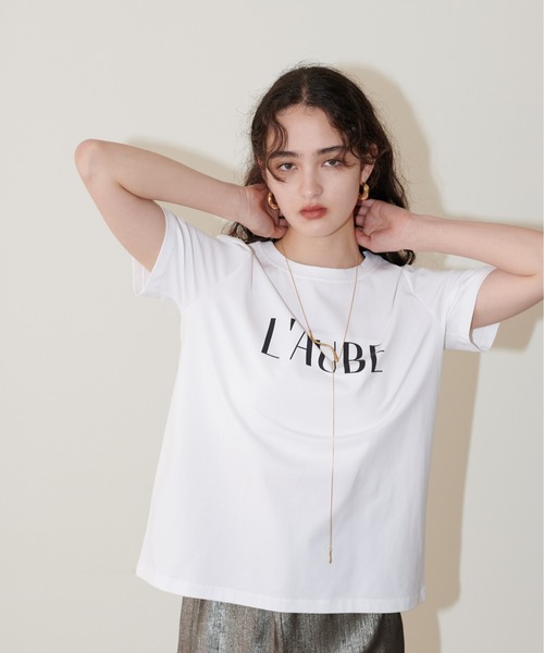 LARUTA(ラルータ)の「【LARUTA】シルケットロゴTシャツ(Tシャツ/カットソー・レディース・ピンク/グレー/オフホワイト/ブラック・FREE)」の1枚目の写真