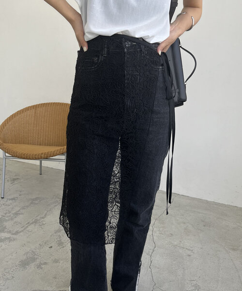 CAPRICIEUX LE'MAGE（カプリシューレマージュ）の「レースラップスカート（スカート・レディース・ホワイト/ブラック・FREE）」の11枚目の写真