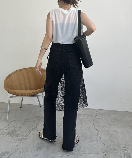 CAPRICIEUX LE'MAGE（カプリシューレマージュ）の「レースラップスカート（スカート・レディース・ホワイト/ブラック・FREE）」の10枚目の写真