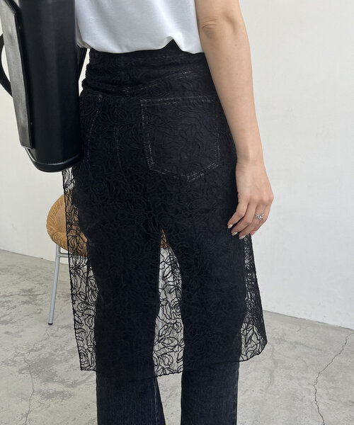 CAPRICIEUX LE'MAGE（カプリシューレマージュ）の「レースラップスカート（スカート・レディース・ホワイト/ブラック・FREE）」の8枚目の写真