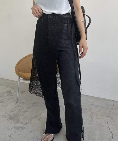 CAPRICIEUX LE'MAGE（カプリシューレマージュ）の「レースラップスカート（スカート・レディース・ホワイト/ブラック・FREE）」の4枚目の写真