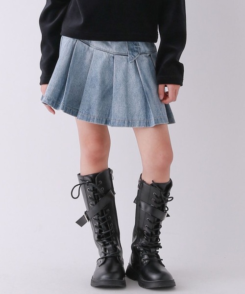 10C REPIPI（ジューシーレピピ）の「【10C REPIPI】ベルト付きデニムプリーツスカート（デニムスカート・キッズ・ブラック/ライトブルー/ブラック系その他/ブルー系その他・110cm/120cm/130cm）」の3枚目の写真