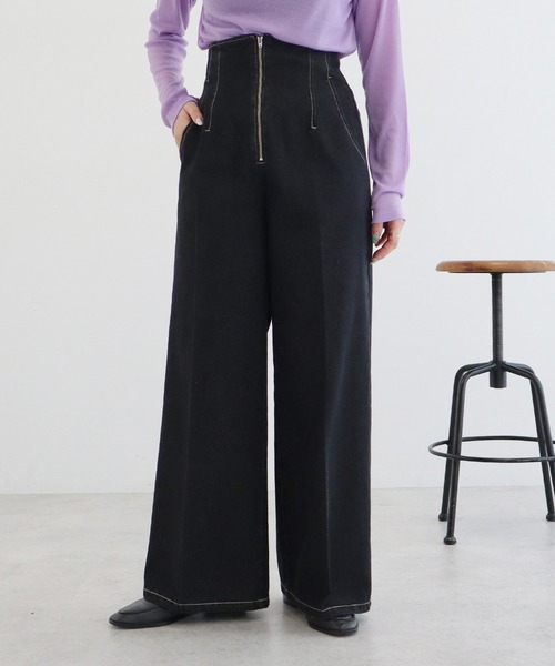 earth music&ecology(アースミュージックアンドエコロジー)の「フロントジップデニムパンツ(デニムパンツ・レディース・ブラック/ブルー系その他・S/M)」の8枚目の写真