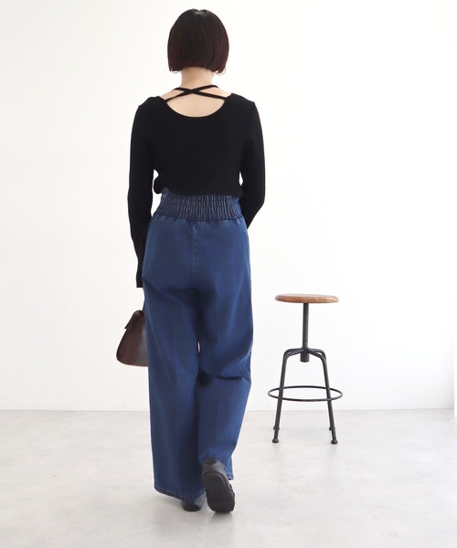 earth music&ecology(アースミュージックアンドエコロジー)の「フロントジップデニムパンツ(デニムパンツ・レディース・ブラック/ブルー系その他・S/M)」の6枚目の写真