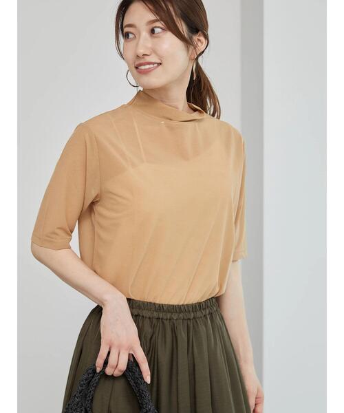 Te chichi(テチチ)の「ハイネックシアーオールラウンドトップス(Tシャツ/カットソー・レディース・ブラウン/グリーン/ブラック/オフホワイト/グレー・F)」の4枚目の写真