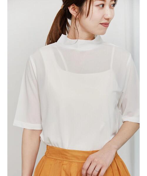 Te chichi(テチチ)の「ハイネックシアーオールラウンドトップス(Tシャツ/カットソー・レディース・ブラウン/グリーン/ブラック/オフホワイト/グレー・F)」の1枚目の写真