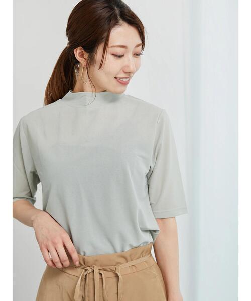 Te chichi(テチチ)の「ハイネックシアーオールラウンドトップス(Tシャツ/カットソー・レディース・ブラウン/グリーン/ブラック/オフホワイト/グレー・F)」の5枚目の写真