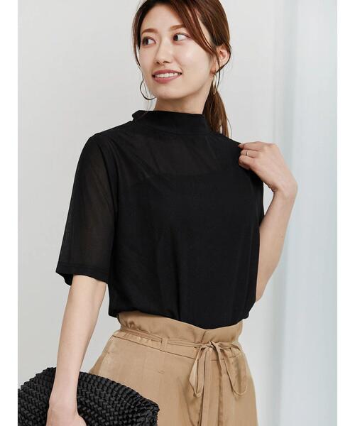 Te chichi(テチチ)の「ハイネックシアーオールラウンドトップス(Tシャツ/カットソー・レディース・ブラウン/グリーン/ブラック/オフホワイト/グレー・F)」の2枚目の写真