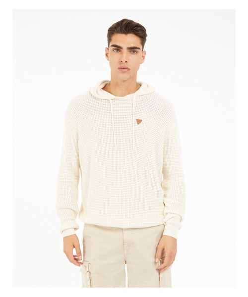 Guess(ゲス)の「DERIK Hoodie Ls Stitched Sweater パーカー(パーカー・メンズ・ブラック/ホワイト・MEDIUM/X-LARGE/LARGE)」の7枚目の写真