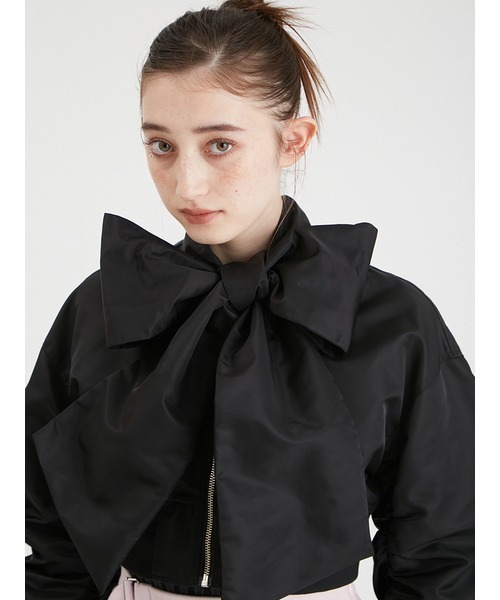 FURFUR（ファーファー）の「【WEB限定カラー】リボンクロップドMA１ブルゾン（ブルゾン・レディース・ブラック/カーキ/ライトブルー/ピンク・FREE）」の11枚目の写真