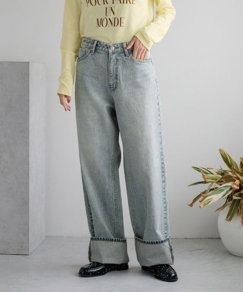 LOWRYS FARM（ローリーズファーム）の「ＣＯＮＥ／オリカエシローライズ　131364（デニムパンツ・レディース・グレー/ブルー・MEDIUM/LARGE）」の7枚目の写真