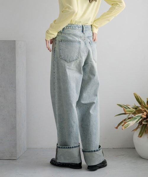 LOWRYS FARM（ローリーズファーム）の「ＣＯＮＥ／オリカエシローライズ　131364（デニムパンツ・レディース・グレー/ブルー・MEDIUM/LARGE）」の9枚目の写真