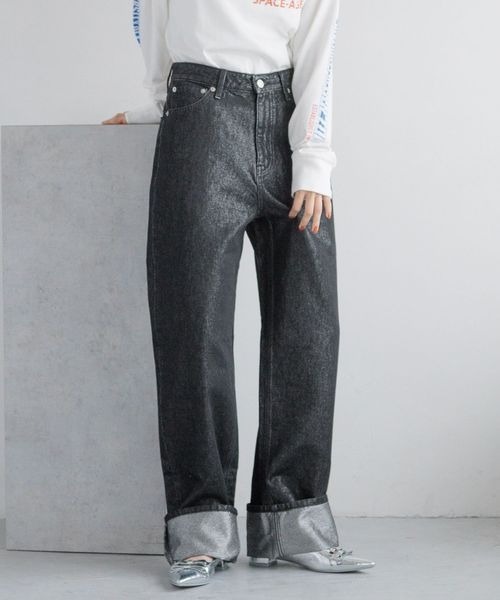 LOWRYS FARM（ローリーズファーム）の「ＣＯＮＥ／オリカエシローライズ　131364（デニムパンツ・レディース・グレー/ブルー・MEDIUM/LARGE）」の10枚目の写真