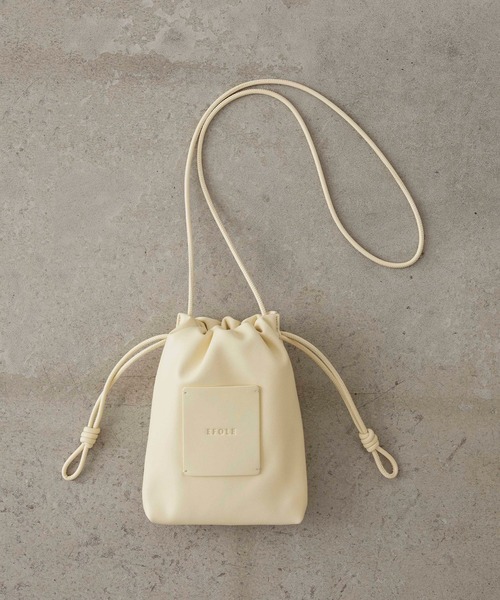 EFOLE（エフォル）の「Logo patch mini shoulder bag / ロゴパッチ ミニ ショルダー バッグ（エコバッグ/サブバッグ・レディース・ピンク系その他/サックスブルー/グリーン/イエロー/オフホワイト・FREE）」の6枚目の写真
