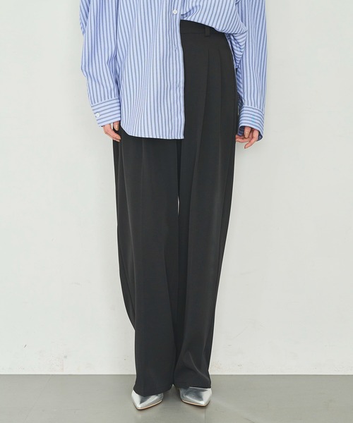 ハイウエストツータックスラックスパンツ（スラックス）｜meilmada