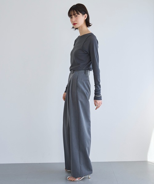 ハイウエストツータックスラックスパンツ（スラックス）｜meilmada