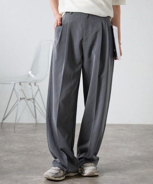 ハイウエストツータックスラックスパンツ（スラックス）｜meilmada