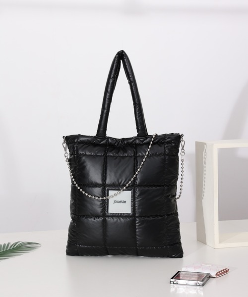 jouetie/ジュエティ】メタリックナイロンキルティング フラットトート