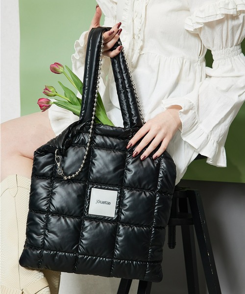 セール】【jouetie/ジュエティ】メタリックナイロンキルティング